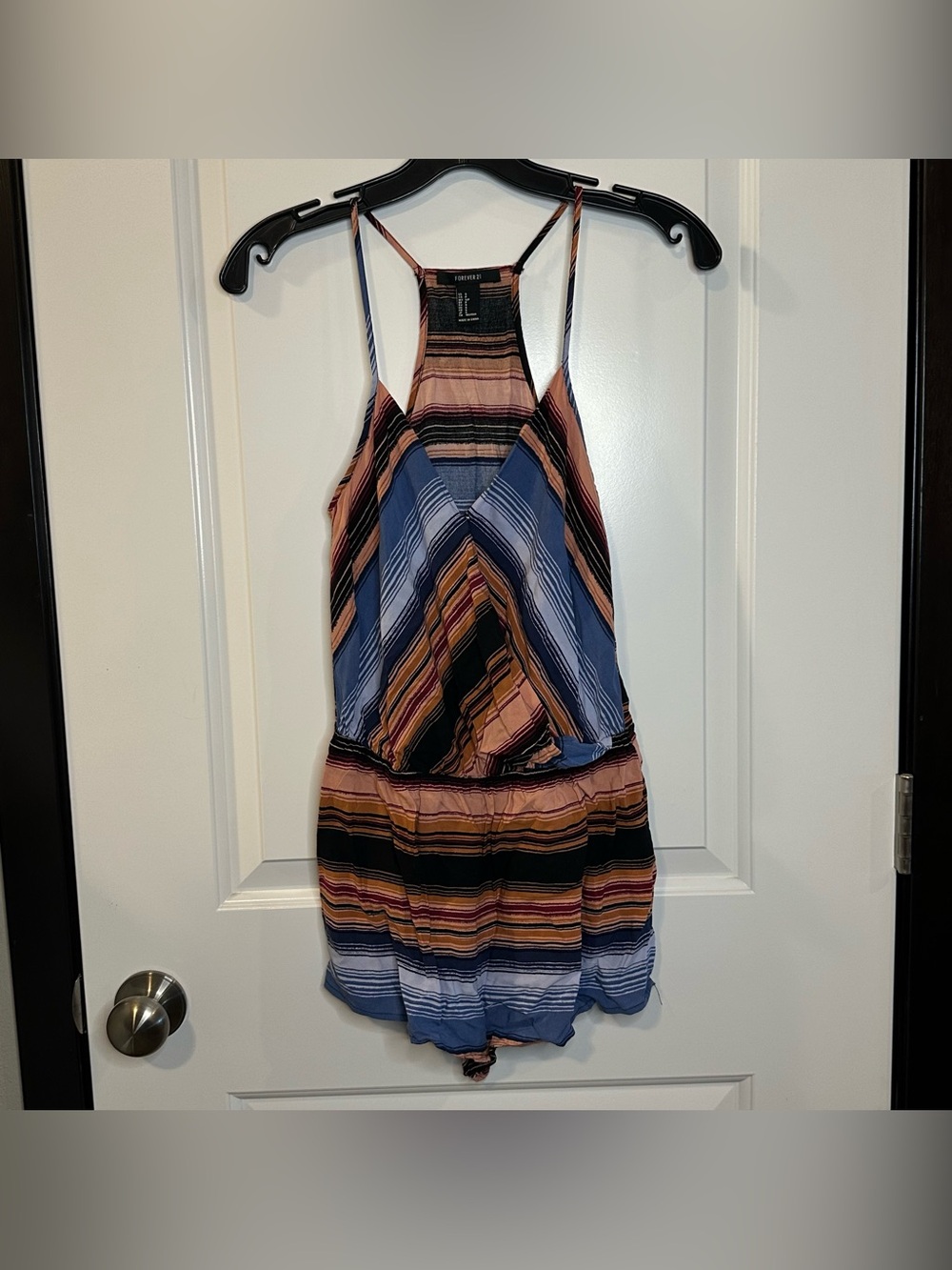 Forever 21 Multicolor Striped Wrap Romper Racerback | Small